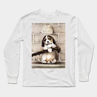 Christmas card depicting a portrait of a puppy Long Sleeve T-Shirt